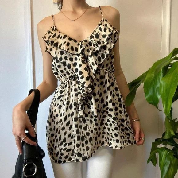 💜 Seductions Leopard Print Ruffled Tank Top - Picture 6 of 8
